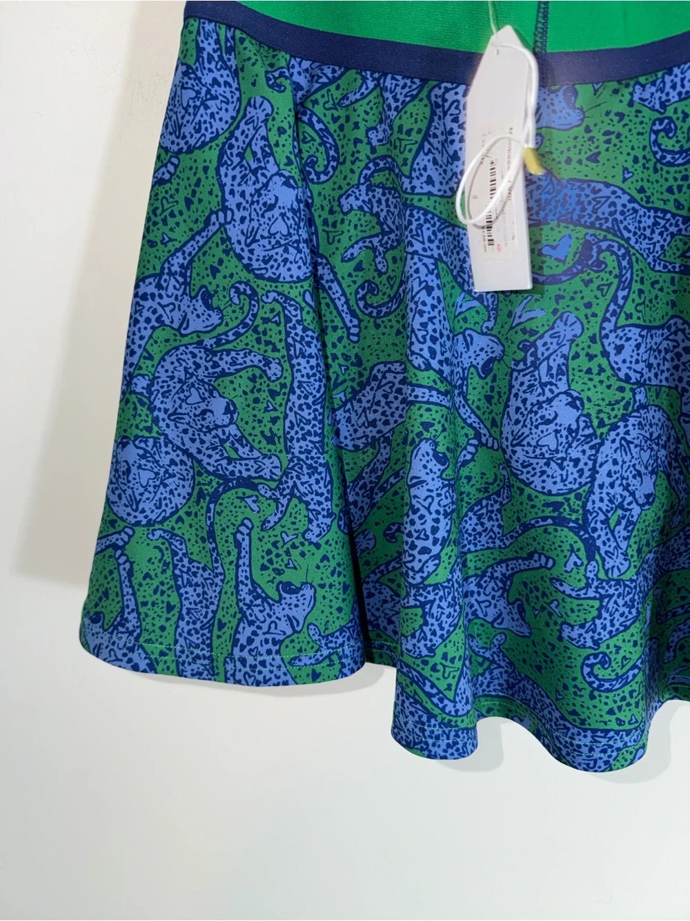 Emily Mccarthy NEW Blue & Green Flare Skort with Leopard Print